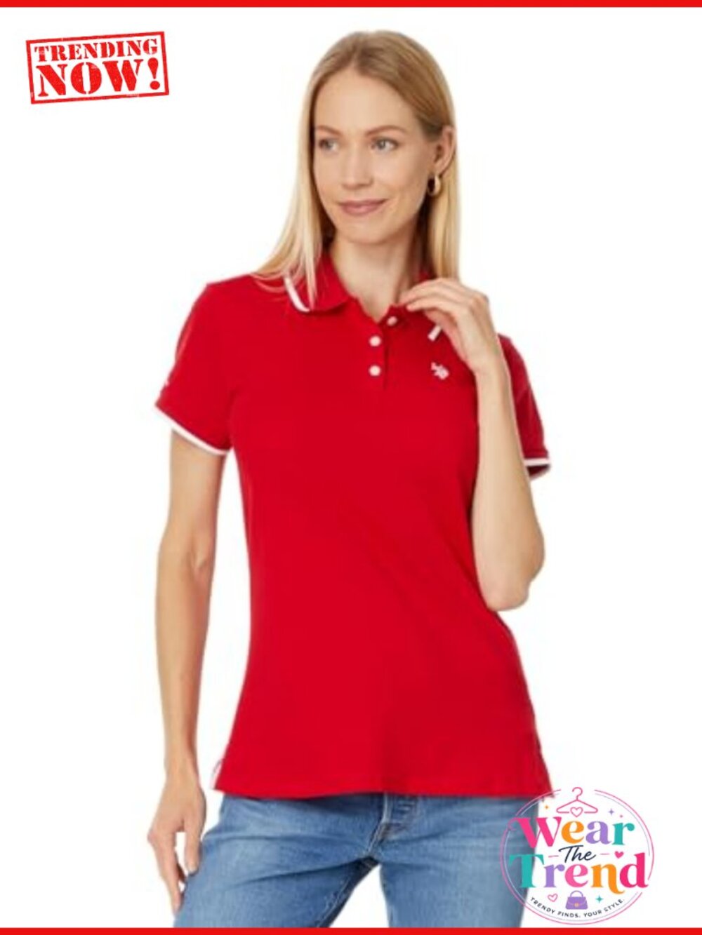 Classic Stretch Pique Polo Shirt Collared Button Short Sleeve